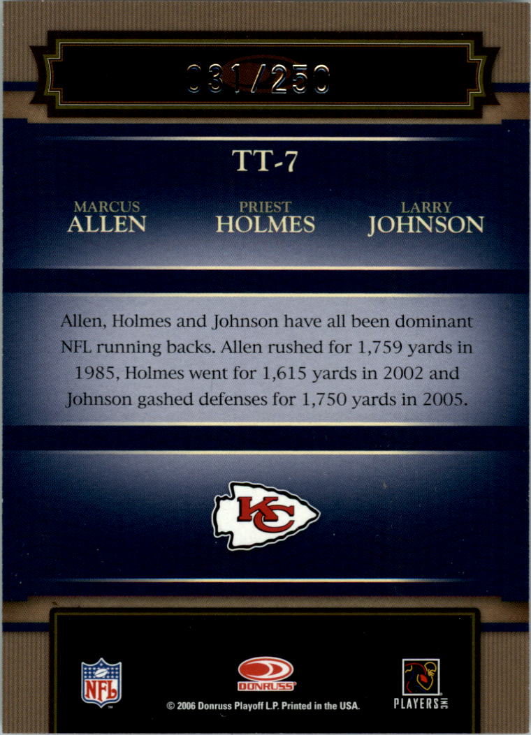 2006 Donruss Classics Timeless Triples Silver #7 Allen/Holmes/Johnson back image
