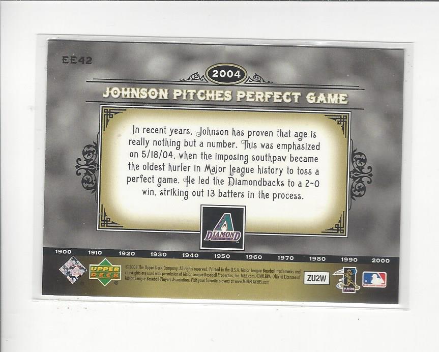2006 Upper Deck Epic Events #EE42 Randy Johnson back image