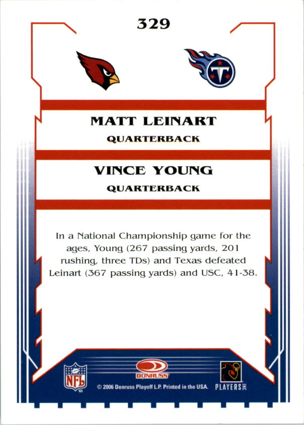 2006 Score Glossy #329 Matt Leinart/Vince Young back image