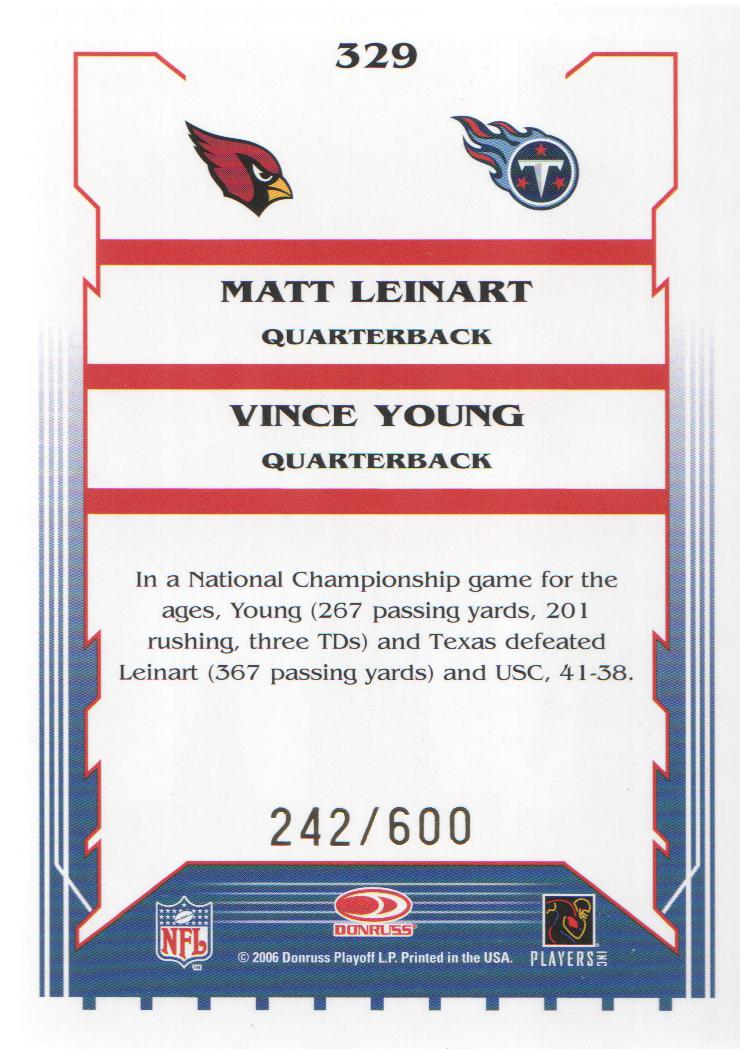 2006 Score Gold #329 Matt Leinart/Vince Young back image