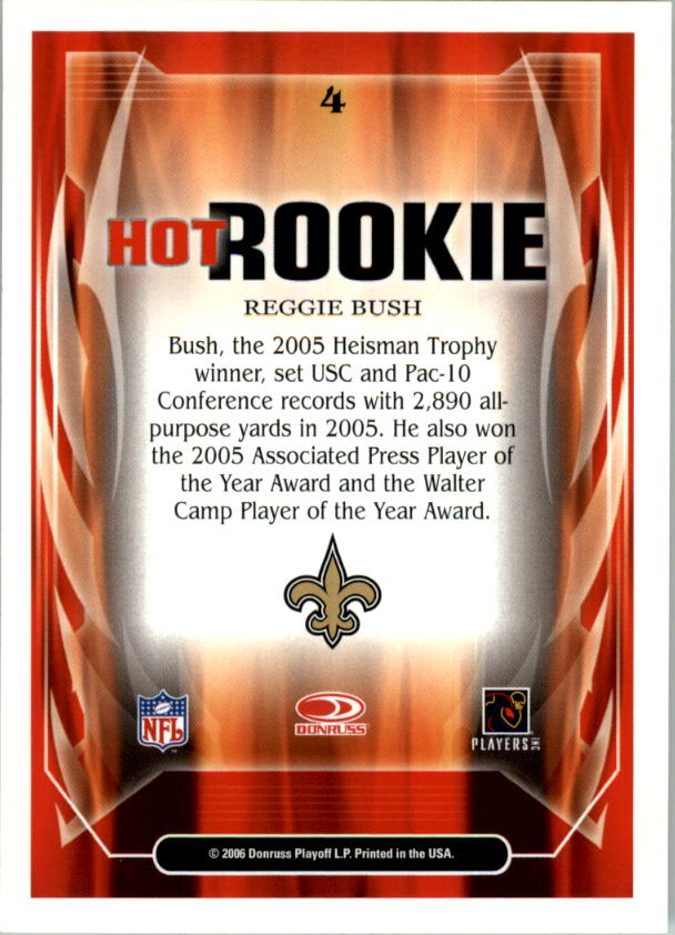 2006 Score Hot Rookies Glossy #4 Reggie Bush back image