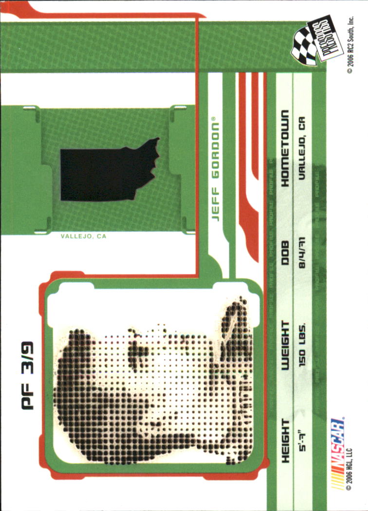 2006 Press Pass Stealth Profile #P3 Jeff Gordon back image