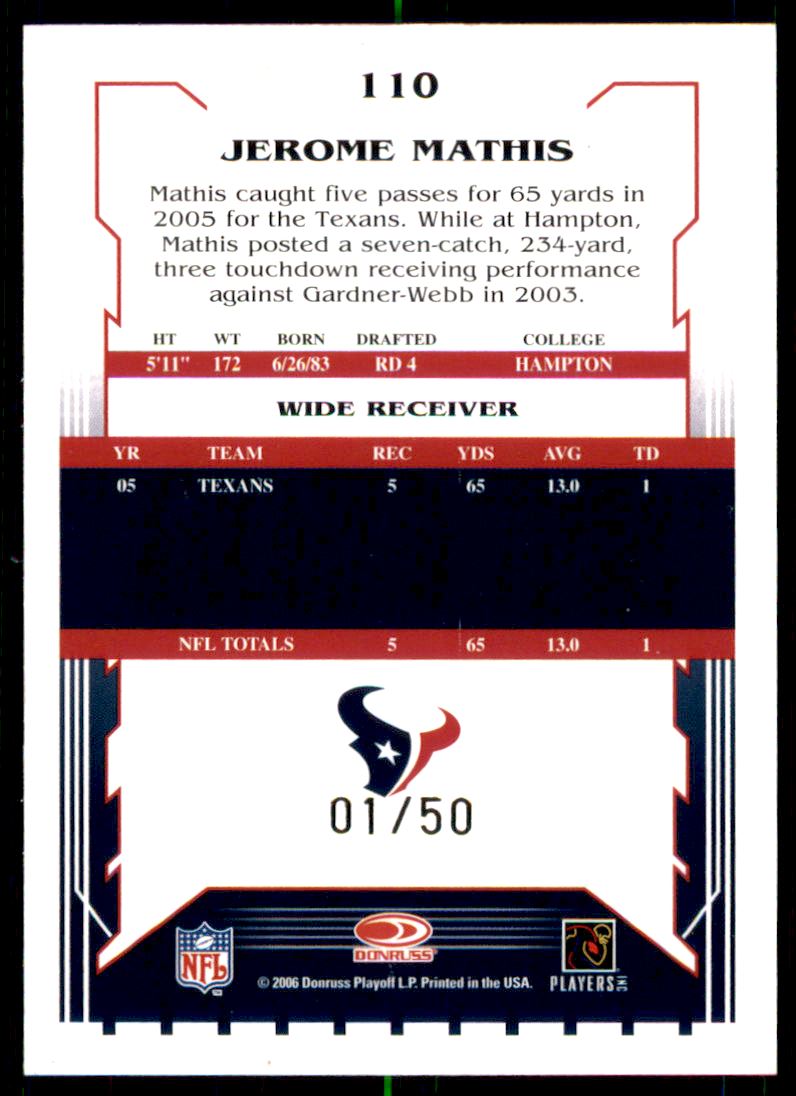 2006 Select Gold #110 Jerome Mathis back image