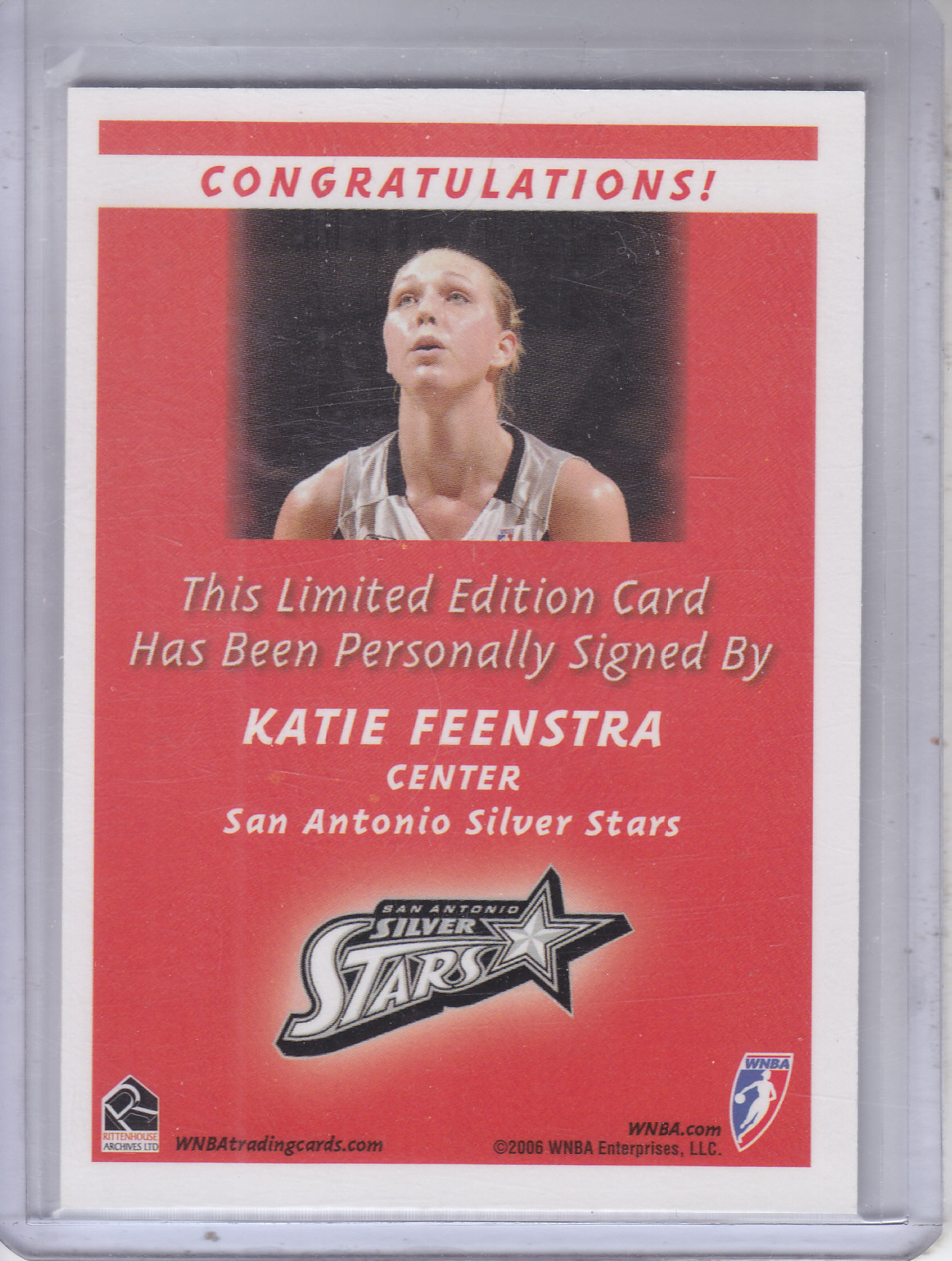 2006 WNBA Autographs #5 Katie Feenstra Close Up back image