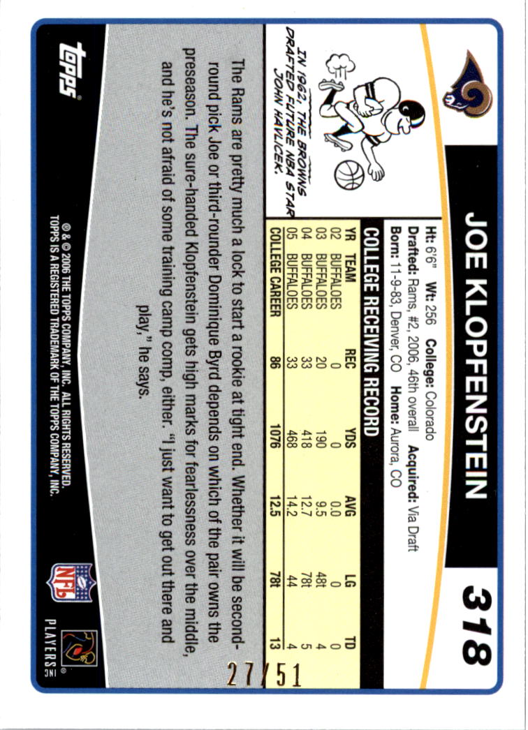 2006 Topps Football Card Pick (Inserts)