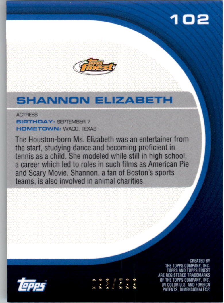 2005-06 Finest #102 Shannon Elizabeth back image