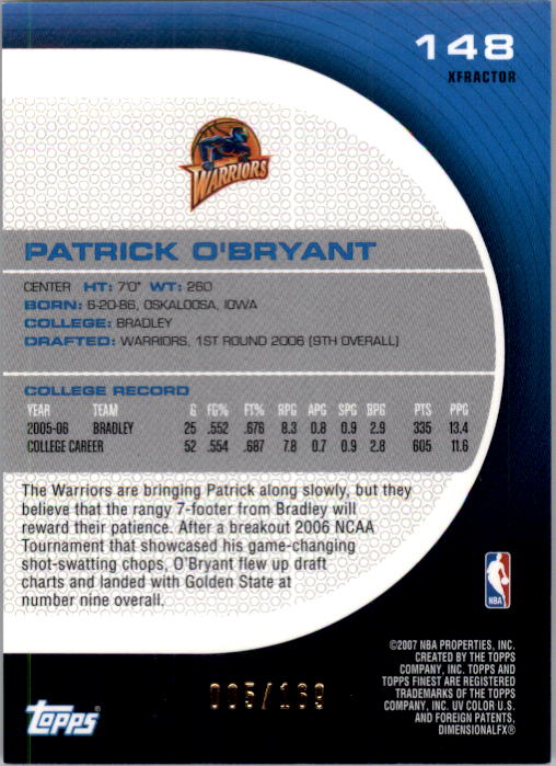 2005-06 Finest X-Fractors Red #148 Patrick O'Bryant