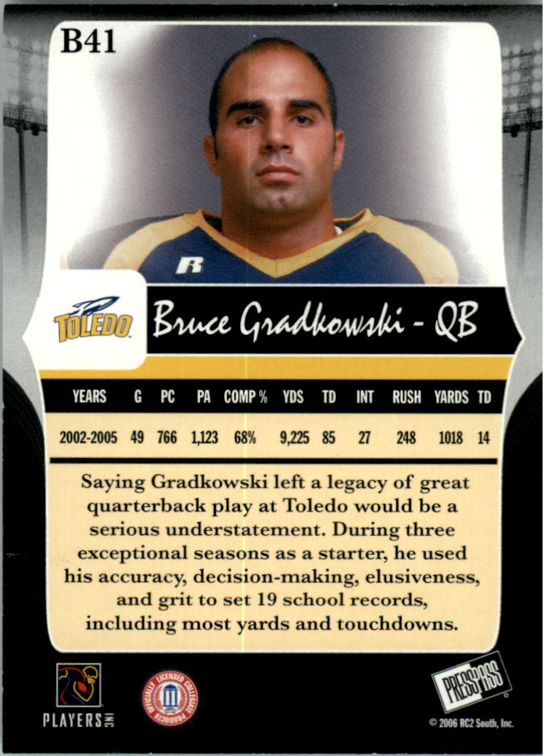 2006 Press Pass Legends Bronze #B41 Bruce Gradkowski back image