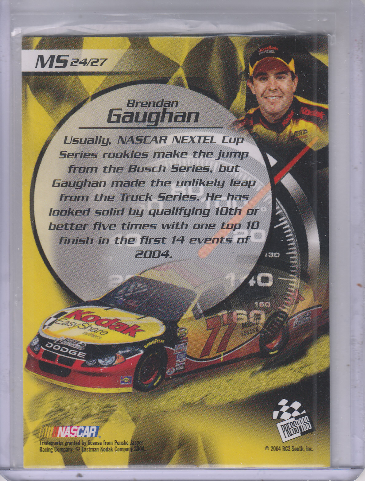 2004 Press Pass Making the Show Collector's Series #MS24 Brendan Gaughan back image