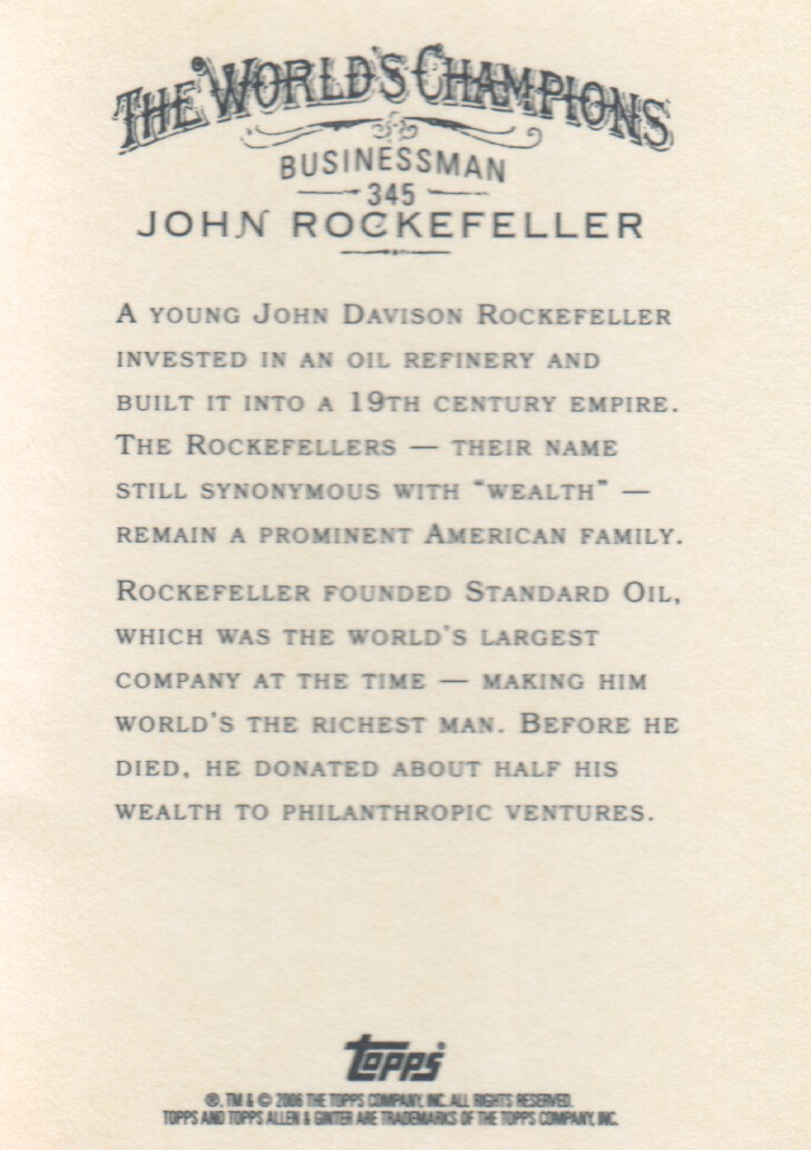2006 Topps Allen and Ginter #345 John Rockefeller SP back image