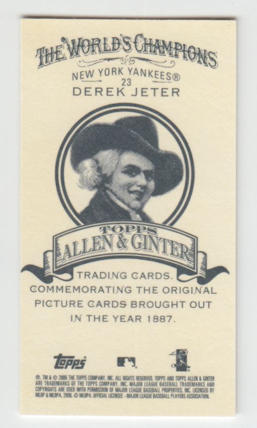 2006 Topps Allen and Ginter Mini A and G Back #23 Derek Jeter back image