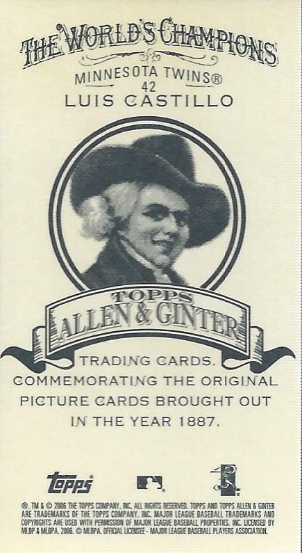 2006 Topps Allen and Ginter Mini A and G Back #42 Luis Castillo back image