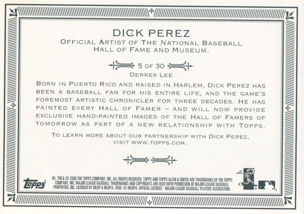 2006 Topps Allen and Ginter Dick Perez #5 Derrek Lee back image