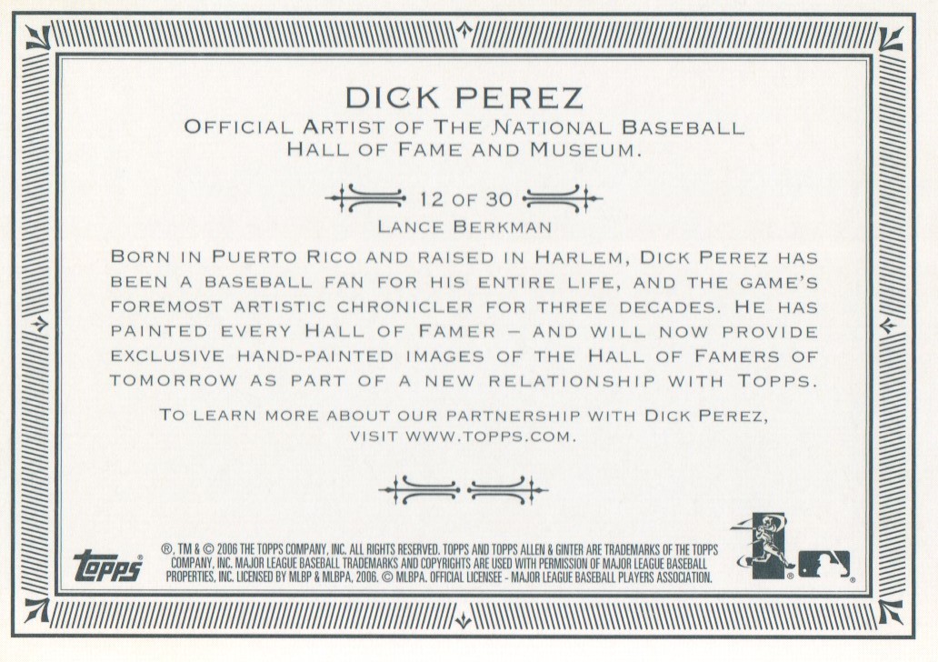 2006 Topps Allen and Ginter Dick Perez #12 Lance Berkman back image