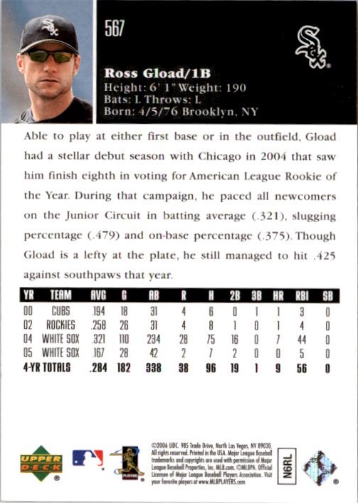 2006 Upper Deck Gold #567 Ross Gload back image