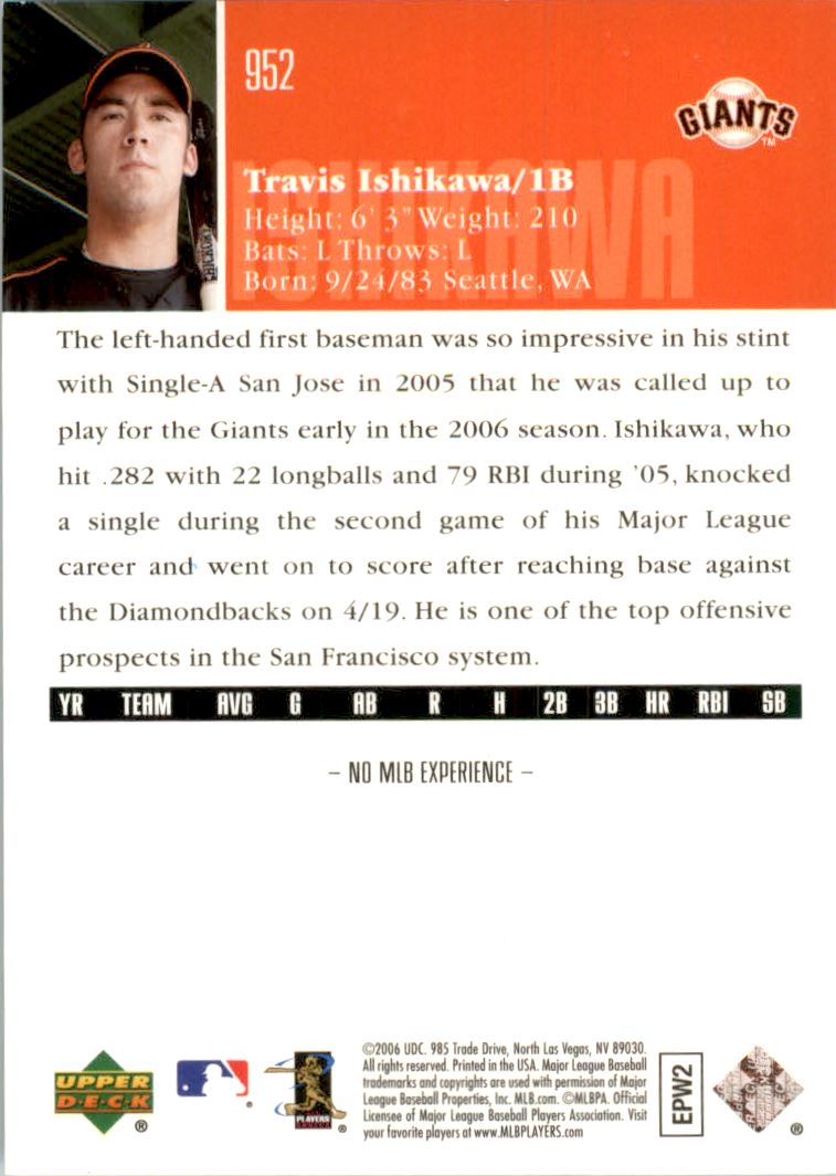 2006 Upper Deck Rookie Foil Gold #952 Travis Ishikawa back image