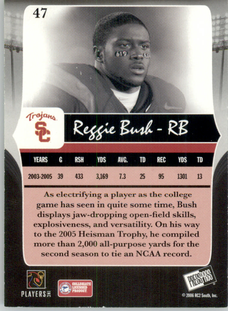 2006 Press Pass Legends #47B Reggie Bush B&W back image