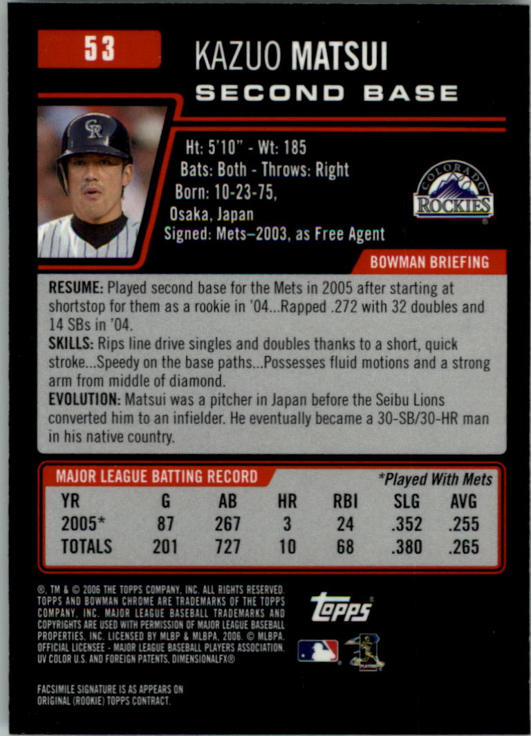 2006 Bowman Chrome Baseball Card Pick (Base) - Picture 105 of 432