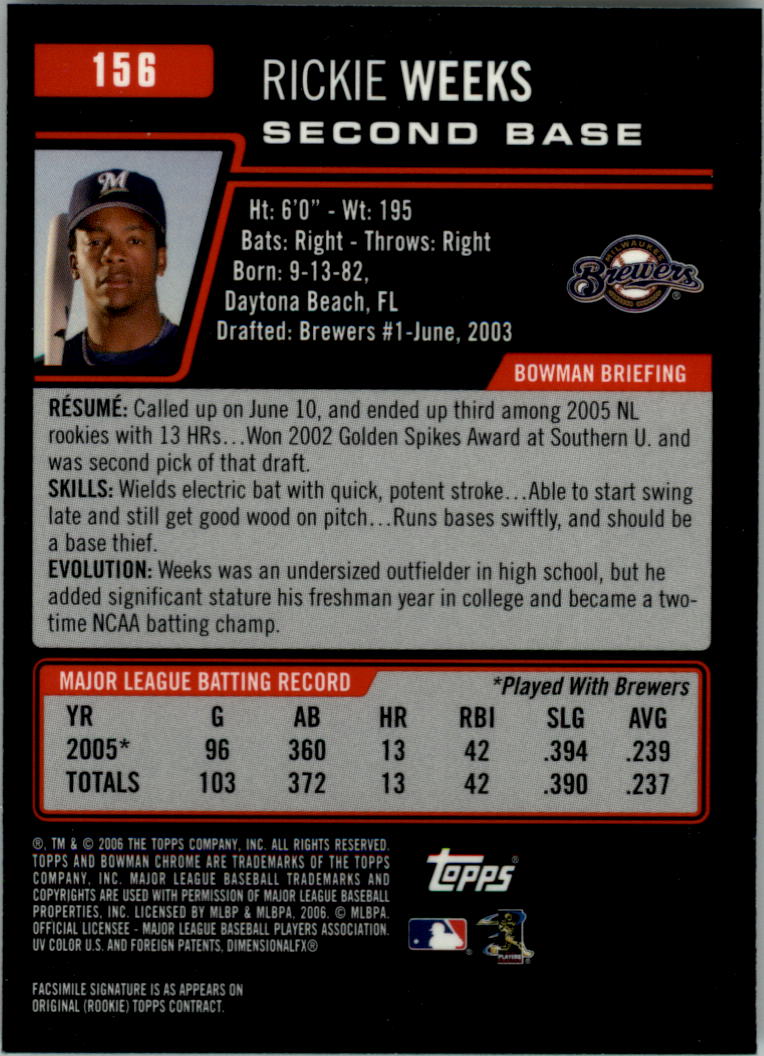 2006 Bowman Chrome Baseball Card Pick (Base) - Picture 310 of 432