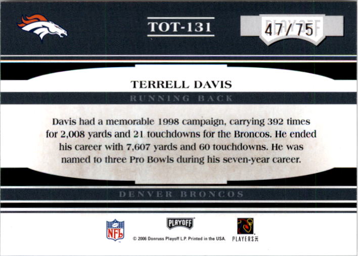 2006 Absolute Memorabilia Tools of the Trade Blue #TOT131 Terrell Davis