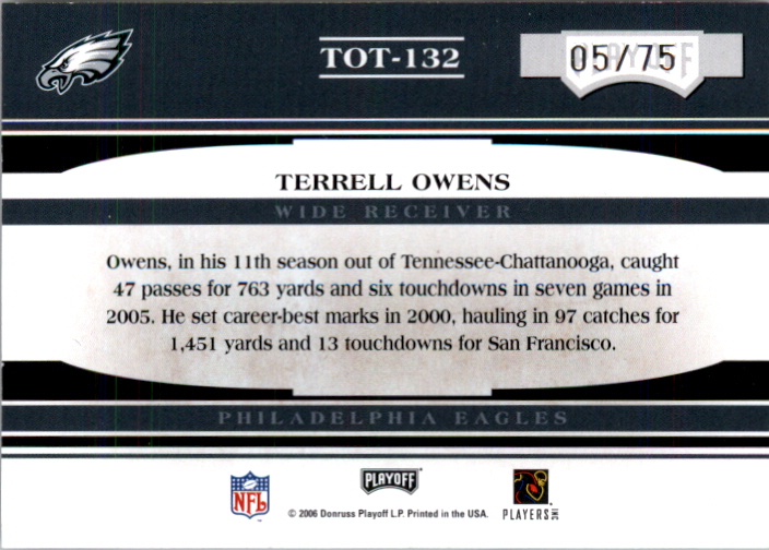2006 Absolute Memorabilia Tools of the Trade Blue #TOT132 Terrell Owens