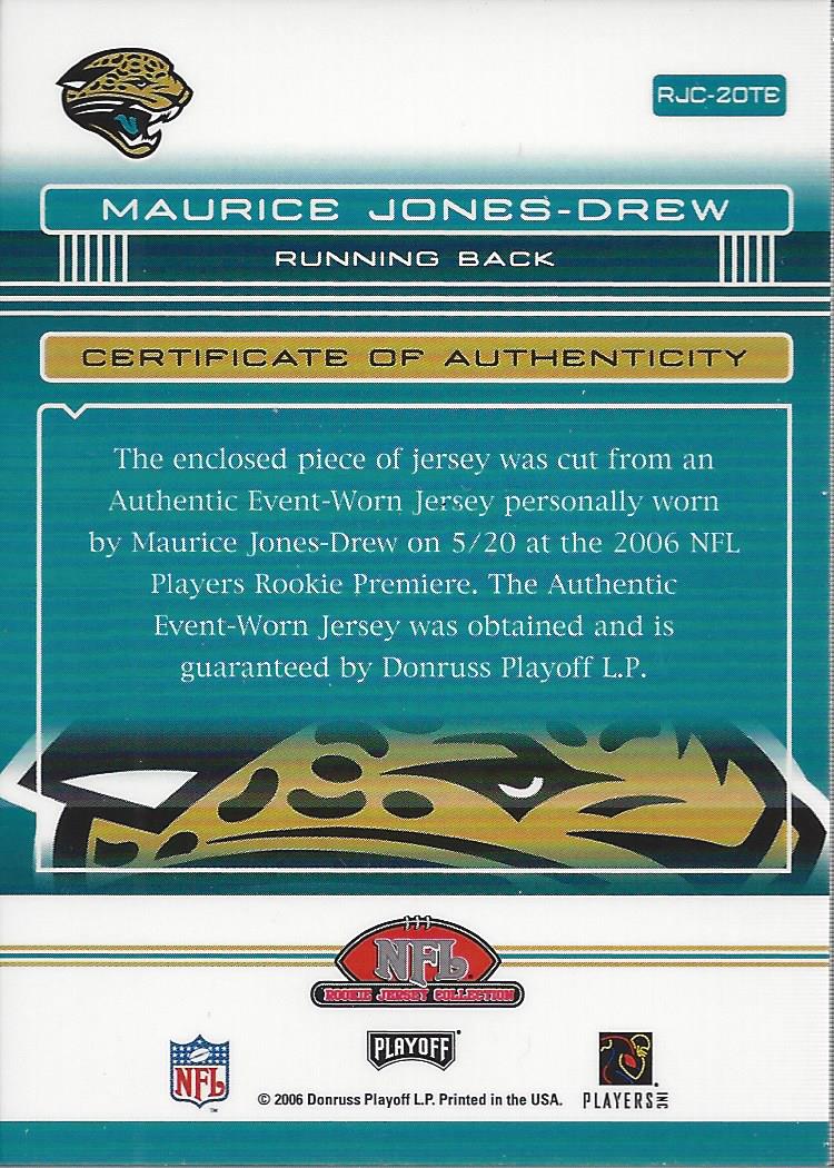 2006 Absolute Memorabilia Rookie Jerseys #20TE Maurice Drew back image