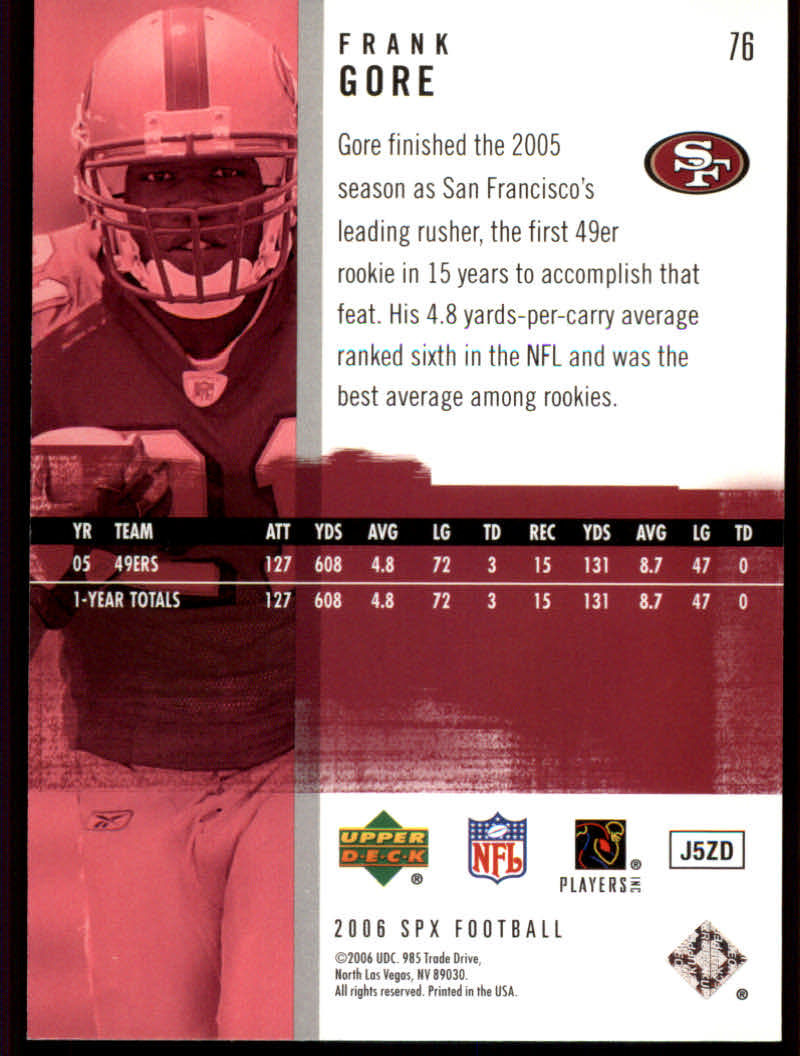 2006 SPx (Upper Deck) Football "Main Set" Cards #1 to #180 - Picture 153 of 231