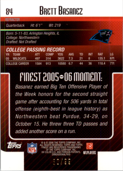 2006 Finest Black Refractors #84 Brett Basanez