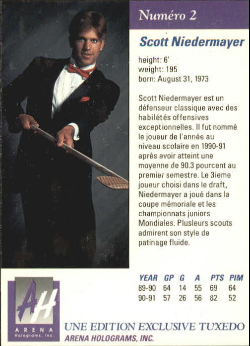 1991 Arena Draft Picks French #2 Scott Niedermayer back image
