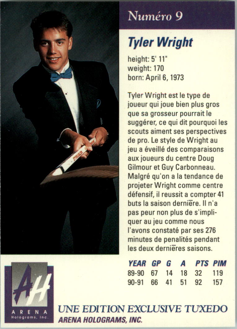 1991 Arena Draft Picks French #9 Tyler Wright back image