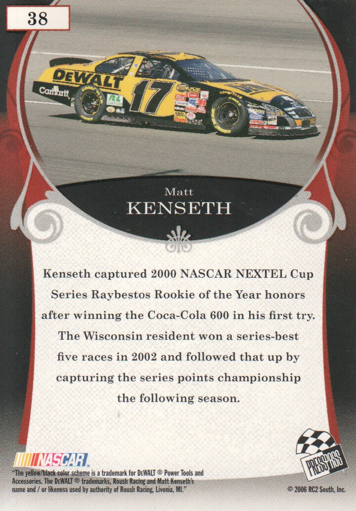 2006 Press Pass Legends #38 Matt Kenseth back image