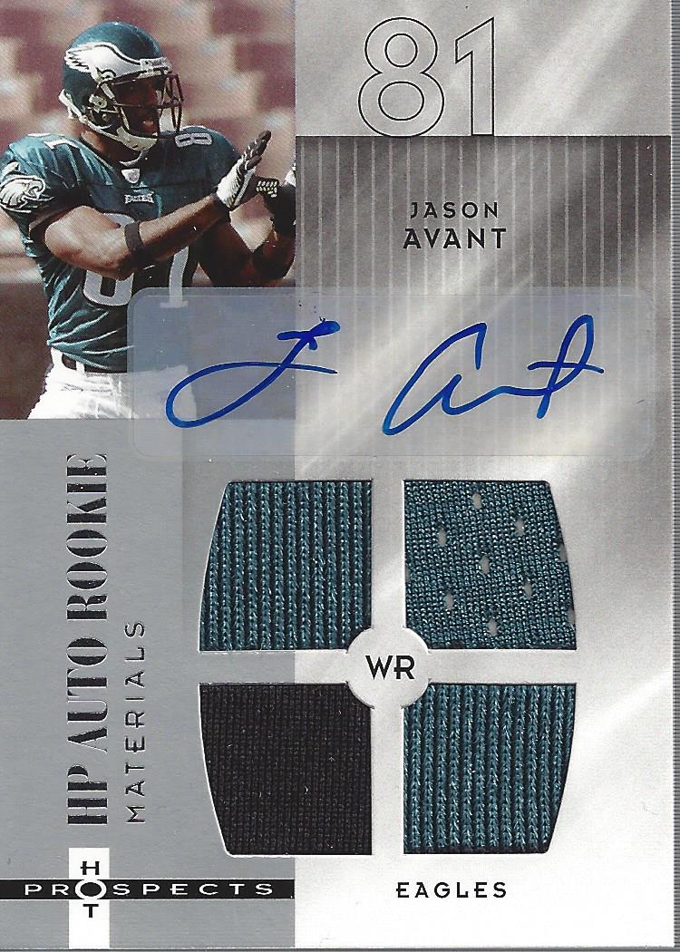 2006 Hot Prospects #201 Jason Avant JSY AU RC - /999 - NM-MT - Triple ...