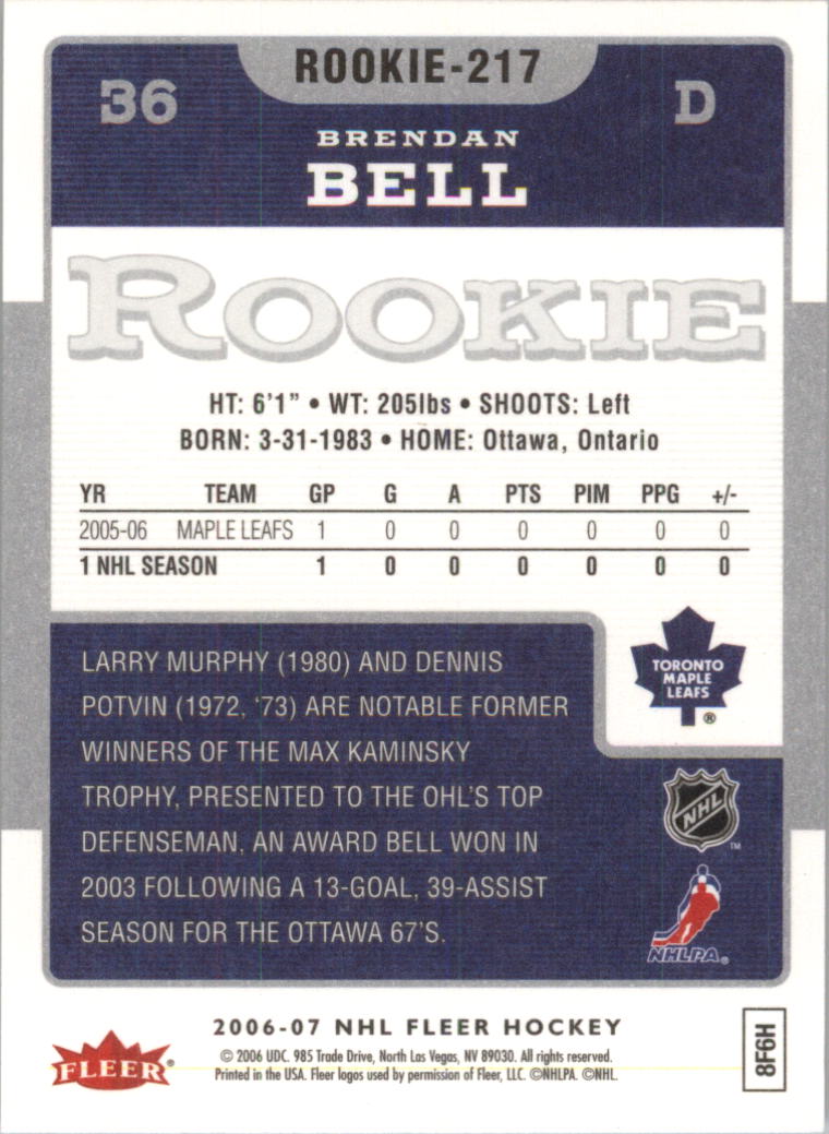 2006-07 Fleer Hockey Card Pick (Base) - Picture 431 of 456