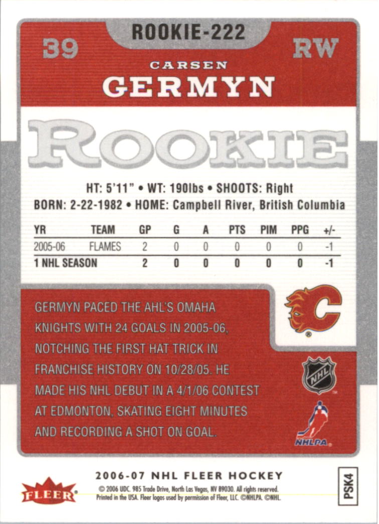 2006-07 Fleer Hockey Card Pick (Base) - Picture 441 of 456