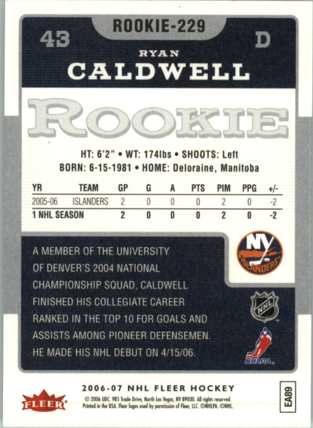 2006-07 Fleer Hockey Card Pick (Base) - Picture 454 of 456