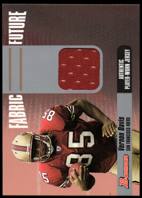 VERNON DAVIS 2006 BOWMAN ROOKIE REWIND SF 49ERS WORN JERSEY PATCH RC!  MARYLAND