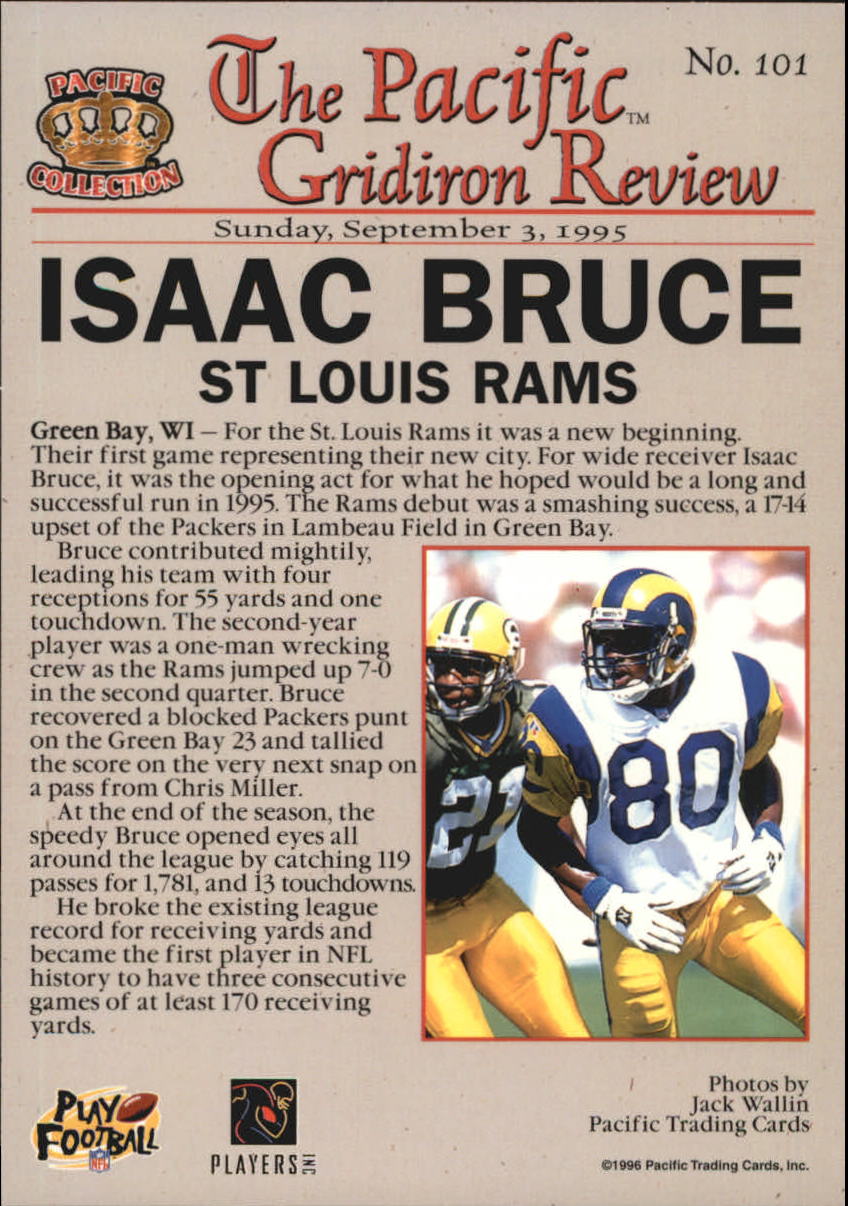 1996 Pacific Gridiron Red #101 Isaac Bruce back image