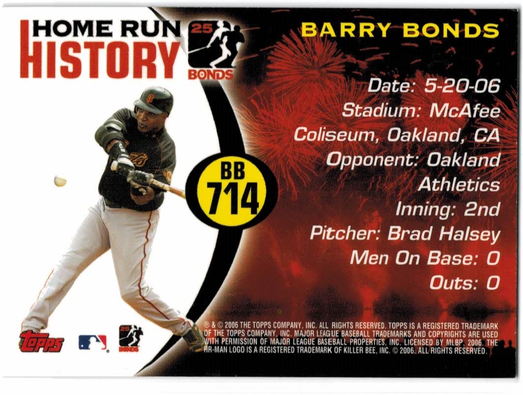 2005 Topps Barry Bonds Home Run History #714 Barry Bonds HR714 back image