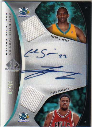 2006-07 SP Game Used Authentic Fabrics Dual Autographs #SC Tyson Chandler/Cedric Simmons