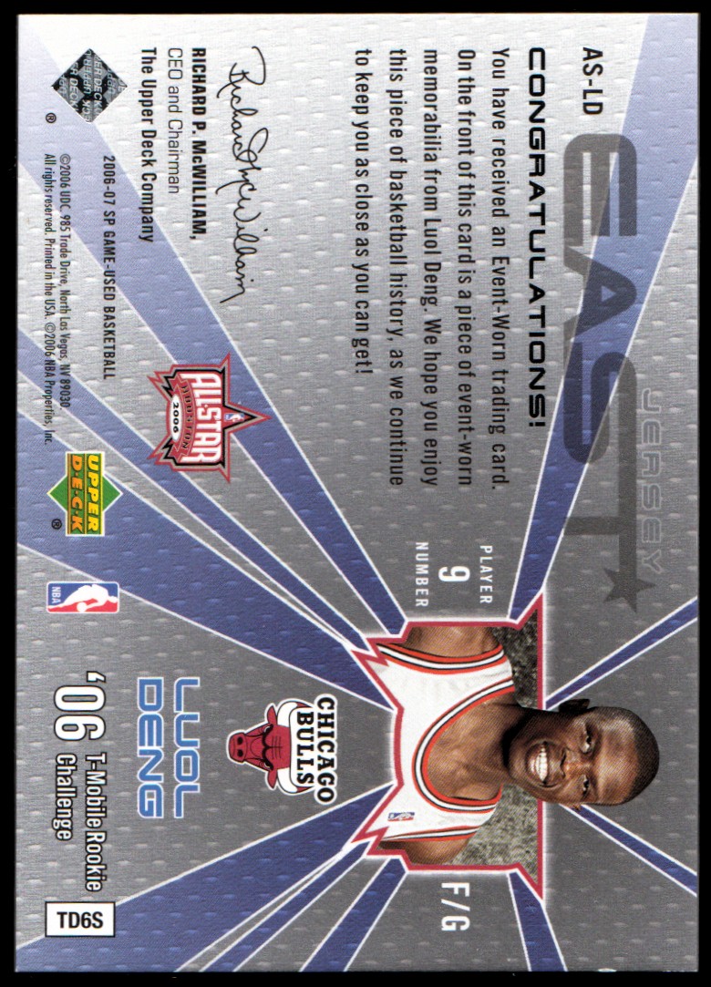 2006-07 SP Game Used All-Star Memorabilia #LD Luol Deng back image