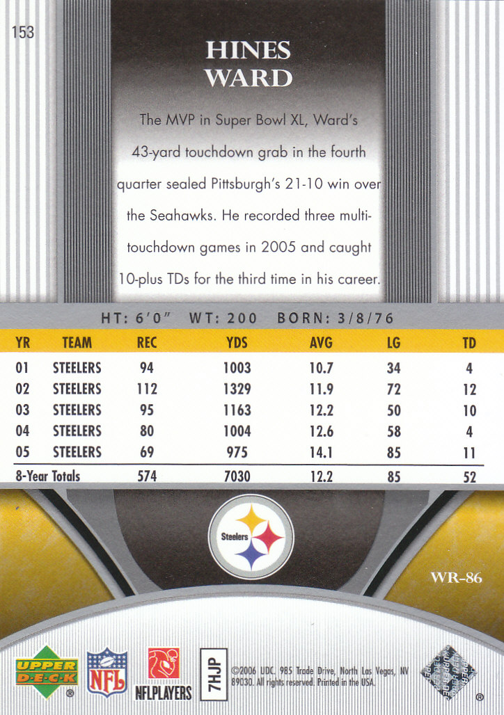 2006 Ultimate Collection (Upper Deck) Football "Main Set" Cards - Bild 25 von 43
