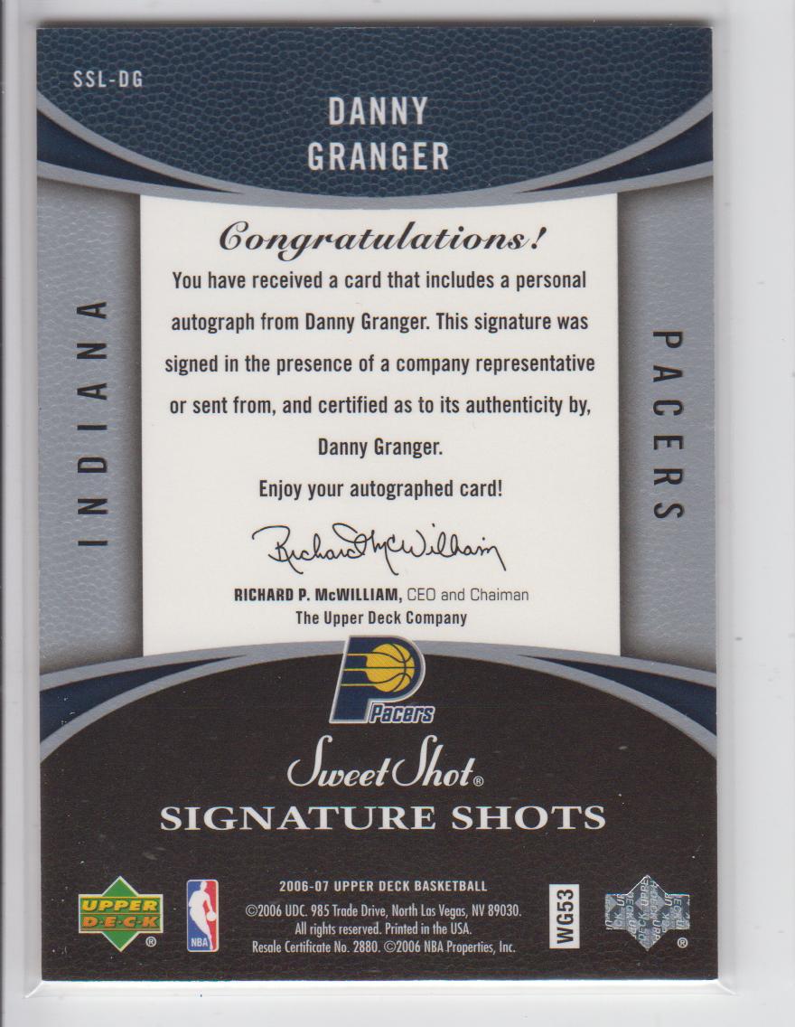 2006-07 Sweet Shot Signature Shots Leather #DG Danny Granger back image