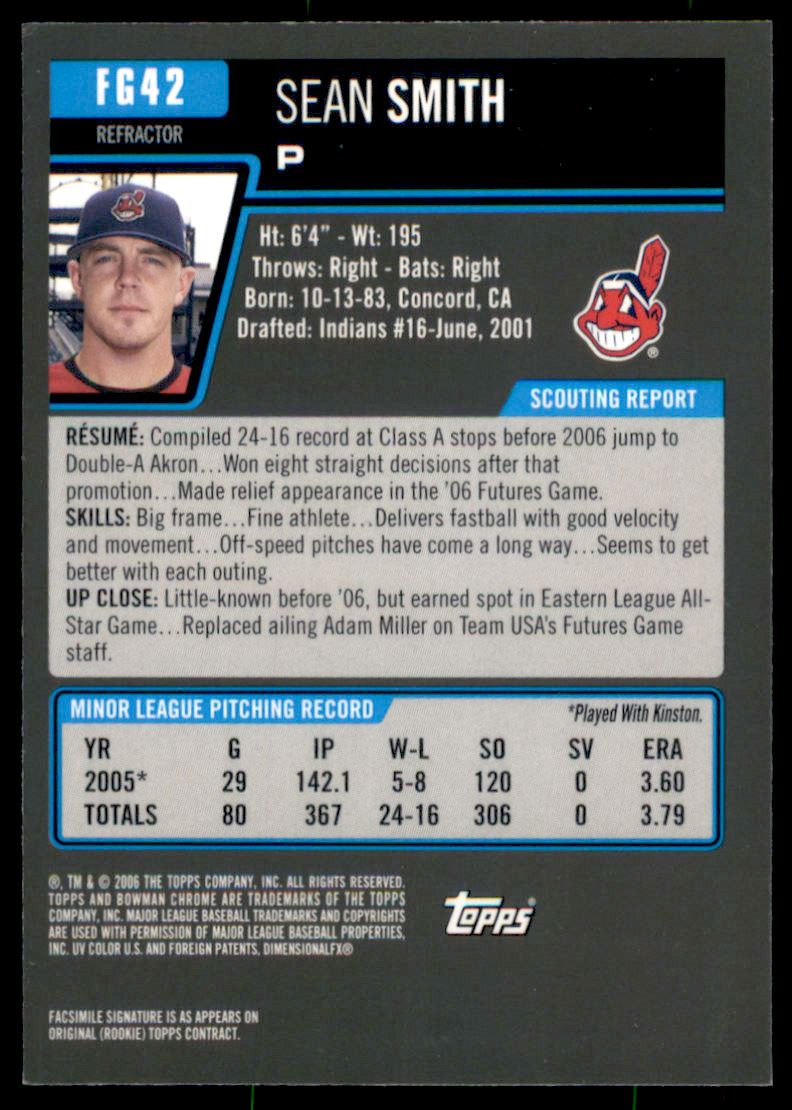 2006 Bowman Chrome Draft Future's Game Prospects Orange Refractors  #42 Sean Smith