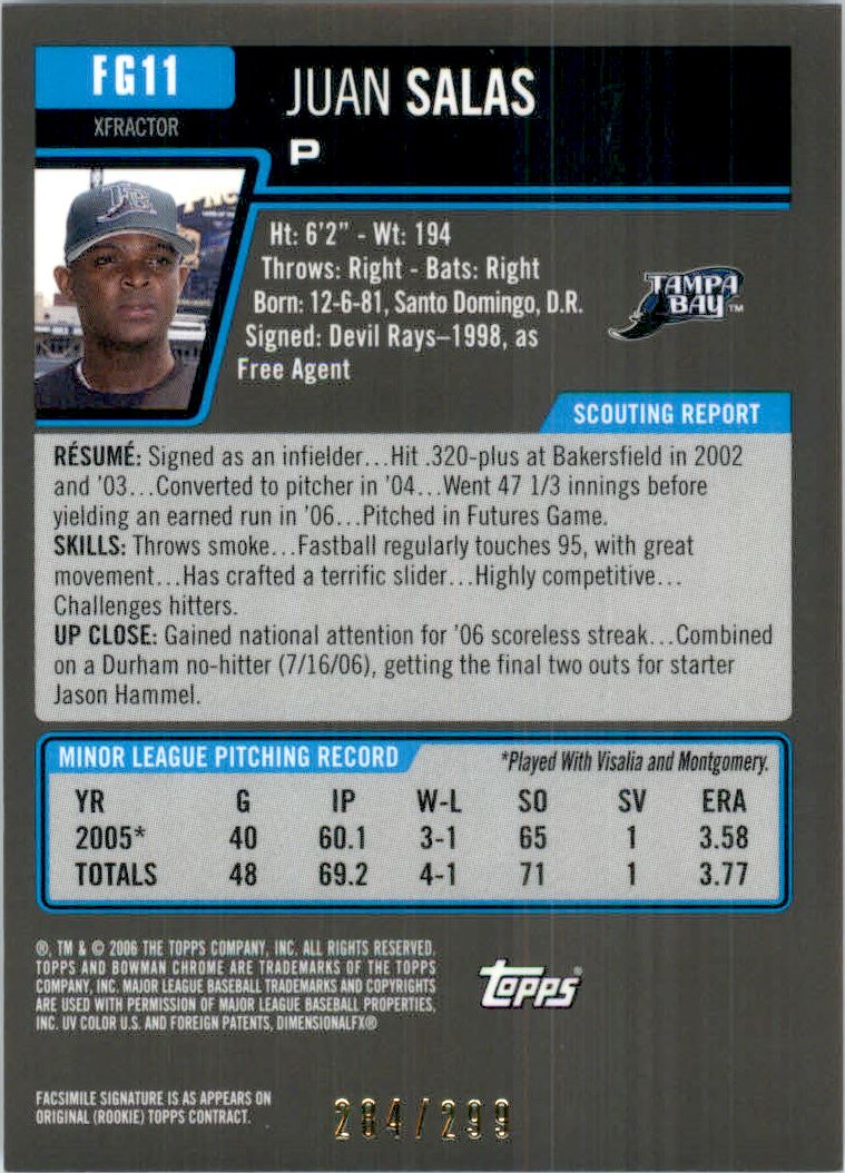 2006 Bowman Chrome Draft Future's Game Prospects X-Fractors #11 Juan Salas