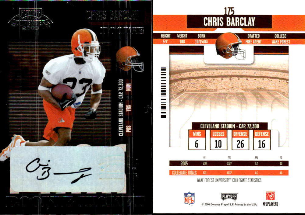 2006 Playoff Contenders #175 Chris Barclay AU RC