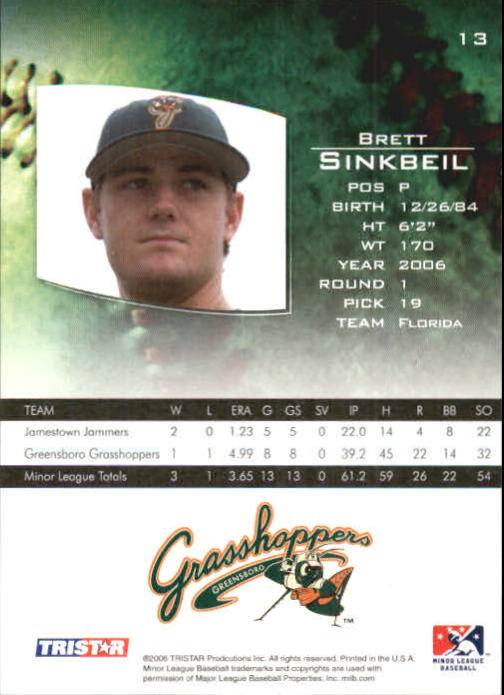 2006 TRISTAR Prospects Plus #13 Brett Sinkbeil PD back image