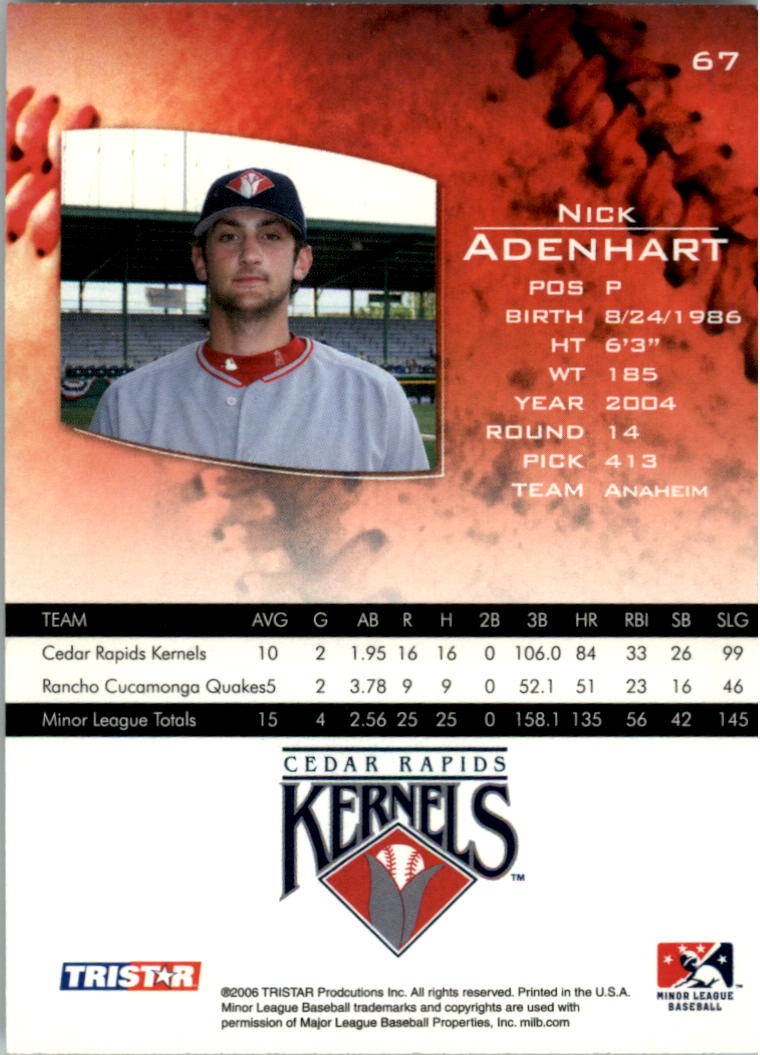 2006 TRISTAR Prospects Plus #67 Nick Adenhart back image
