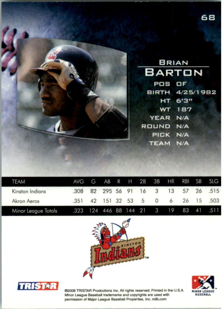 2006 TRISTAR Prospects Plus #68 Brian Barton back image