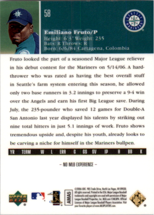 2006 Upper Deck Special F/X Red 58 Emiliano Fruto NMMT