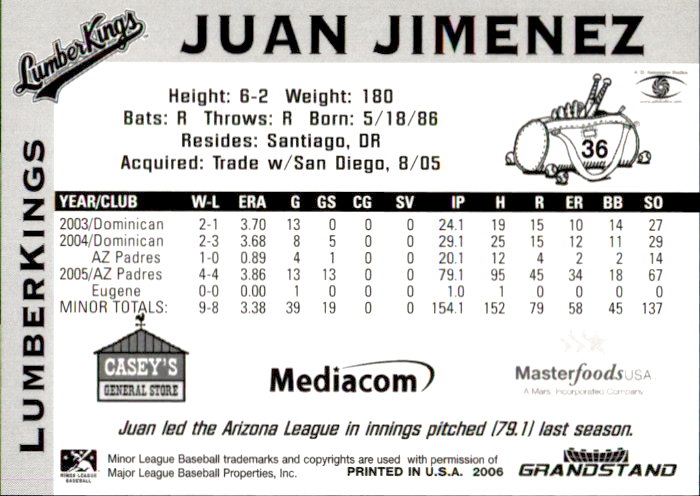 2006 Clinton Lumberkings Grandstand #7 Juan Jimenez